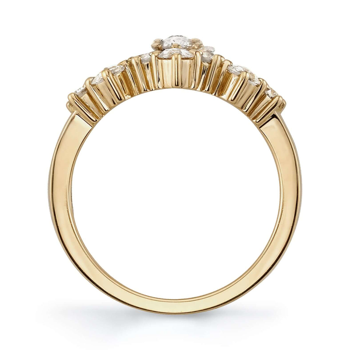 SINGLE STONE BROOKE BAND | 2mm handcrafted prong-set curved band with approximately 0.30ctw mixed old European and rose cut diamonds. Please inquire for additional customization.