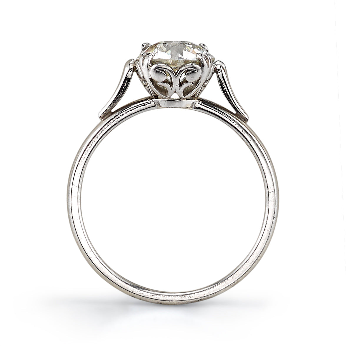 SINGLE STONE SYDNEE RING featuring 1.51ct J/VS1 EGL certified old European cut diamond set in a handcrafted platinum mounting.
