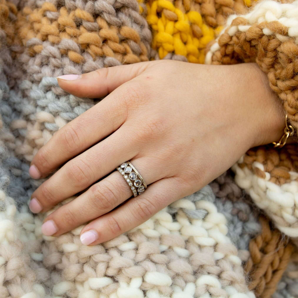 SINGLE STONE OLIVIA BAND | Approximately 0.50ctw G-H/VS French cut diamonds set in a handcrafted sectional eternity band. Approximate band with 2.1mm. Please inquire for additional customization.