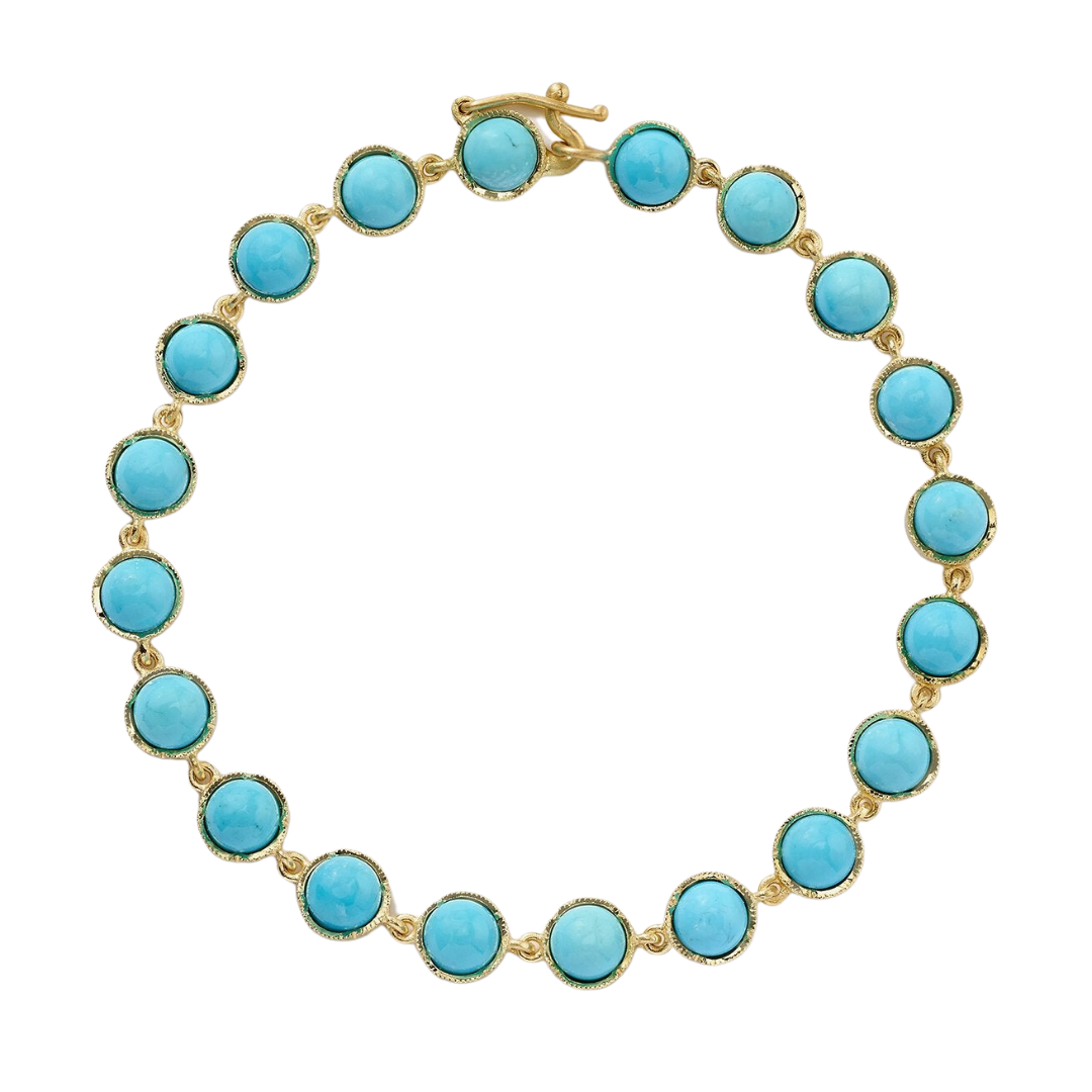 KINGMAN TURQUOISE BRACELETS, 18k yellow gold
5mm Kingman turquoise
Made in Los Angeles
, BRACELETS, Irene Neuwirth