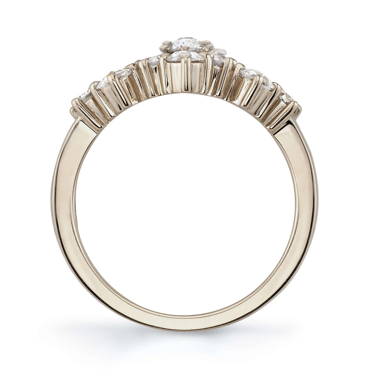 SINGLE STONE BROOKE BAND | 2mm handcrafted prong-set curved band with approximately 0.30ctw mixed old European and rose cut diamonds. Please inquire for additional customization.