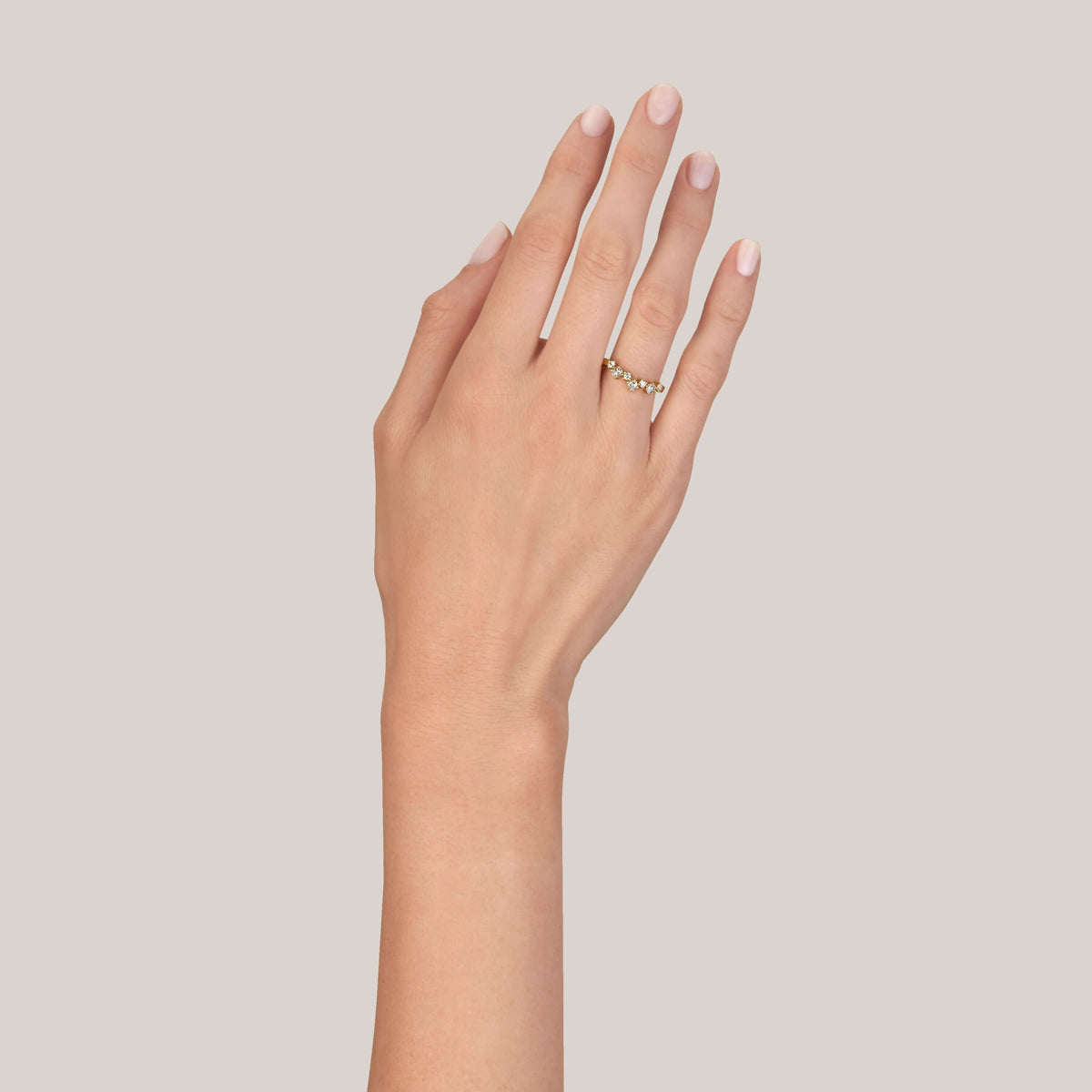 SINGLE STONE BROOKE BAND | 2mm handcrafted prong-set curved band with approximately 0.30ctw mixed old European and rose cut diamonds. Please inquire for additional customization.