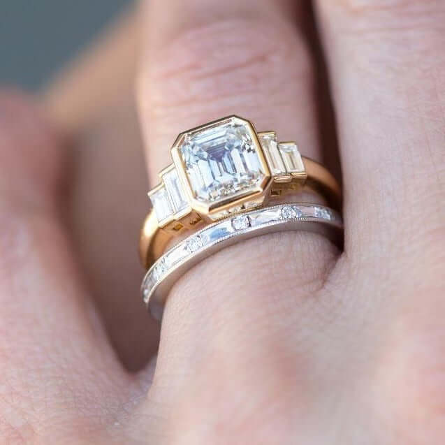 SINGLE STONE PAIGE BAND | Approximately 0.75ctw G-H/VS alternating French and old European cut diamonds channel set in a handcrafted eternity band. Approximate band with 2.1mm. Please inquire for additional customization.