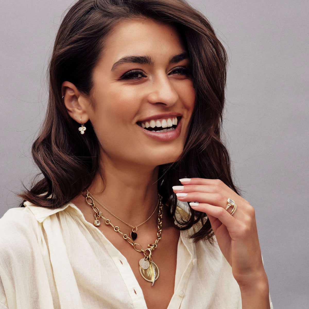 SINGLE STONE CREW NECKLACE featuring Handcrafted 18K yellow gold oval and round link necklace. Charms sold separately.