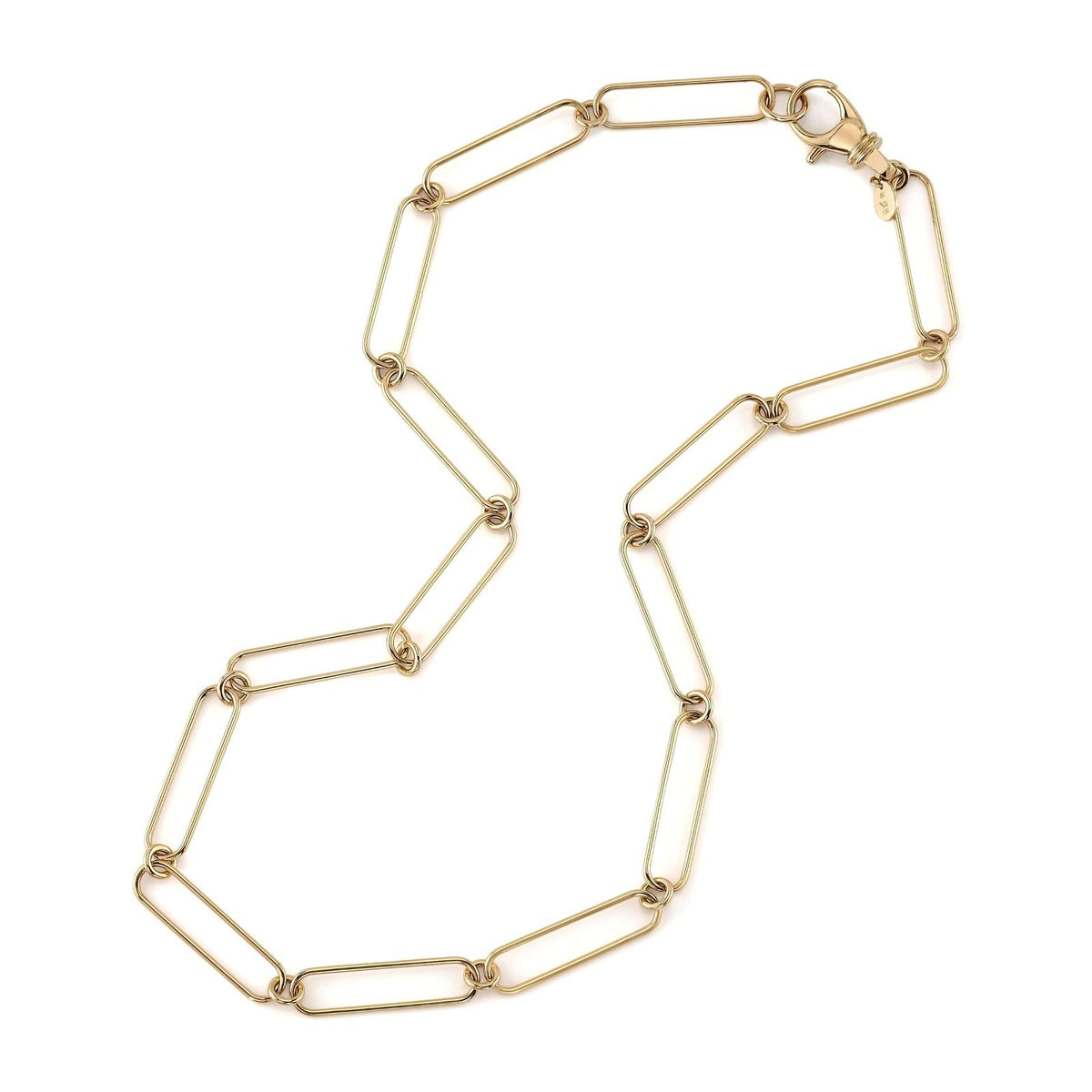 SINGLE STONE HUNTLEY featuring Handcrafted 18K yellow gold large paperclip and round link necklace. Charms sold separately. Necklace measures 20.5" Price does not include charms.