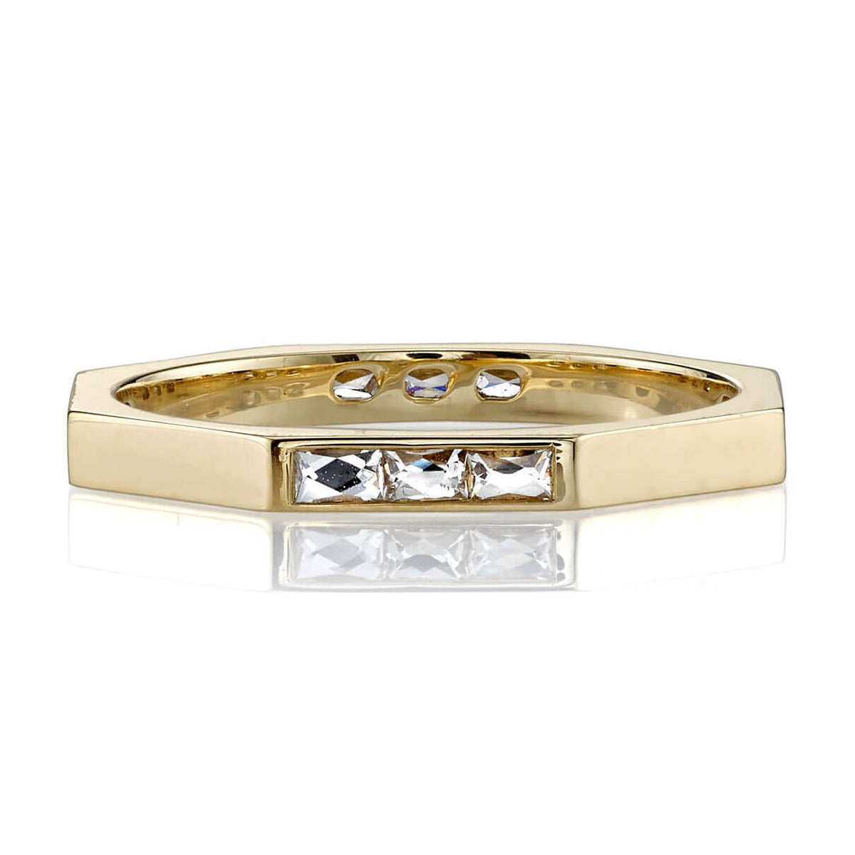 SINGLE STONE JACQUELINE BAND | Approximately 0.40ctw G-H/VS French cut diamonds set in a handcrafted sectional band. Approximate band width 2mm. Please inquire for additional customization.