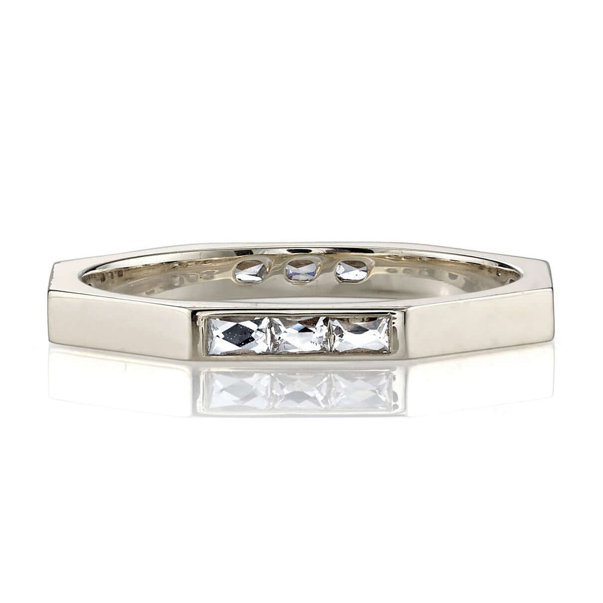 SINGLE STONE JACQUELINE BAND | Approximately 0.40ctw G-H/VS French cut diamonds set in a handcrafted sectional band. Approximate band width 2mm. Please inquire for additional customization.