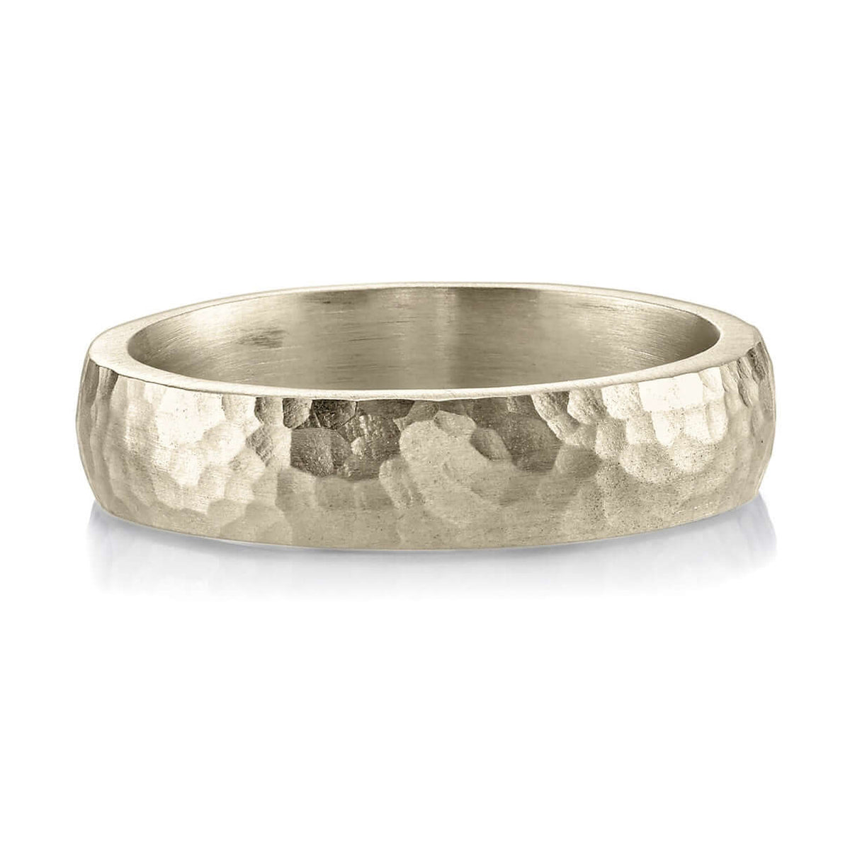 SINGLE STONE JOSEPH HAMMERED 5MM BAND | 5mm handcrafted hammered finish Men's band.