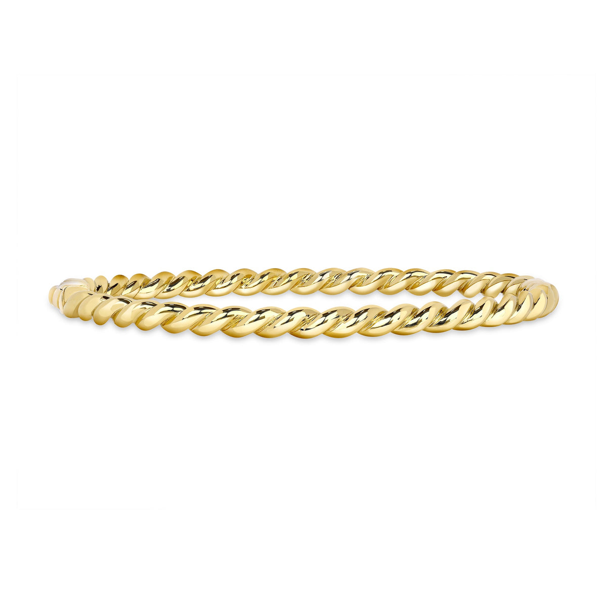 SINGLE STONE LARA BANGLE featuring Handcrafted twisted 18K yellow gold bangle bracelet.