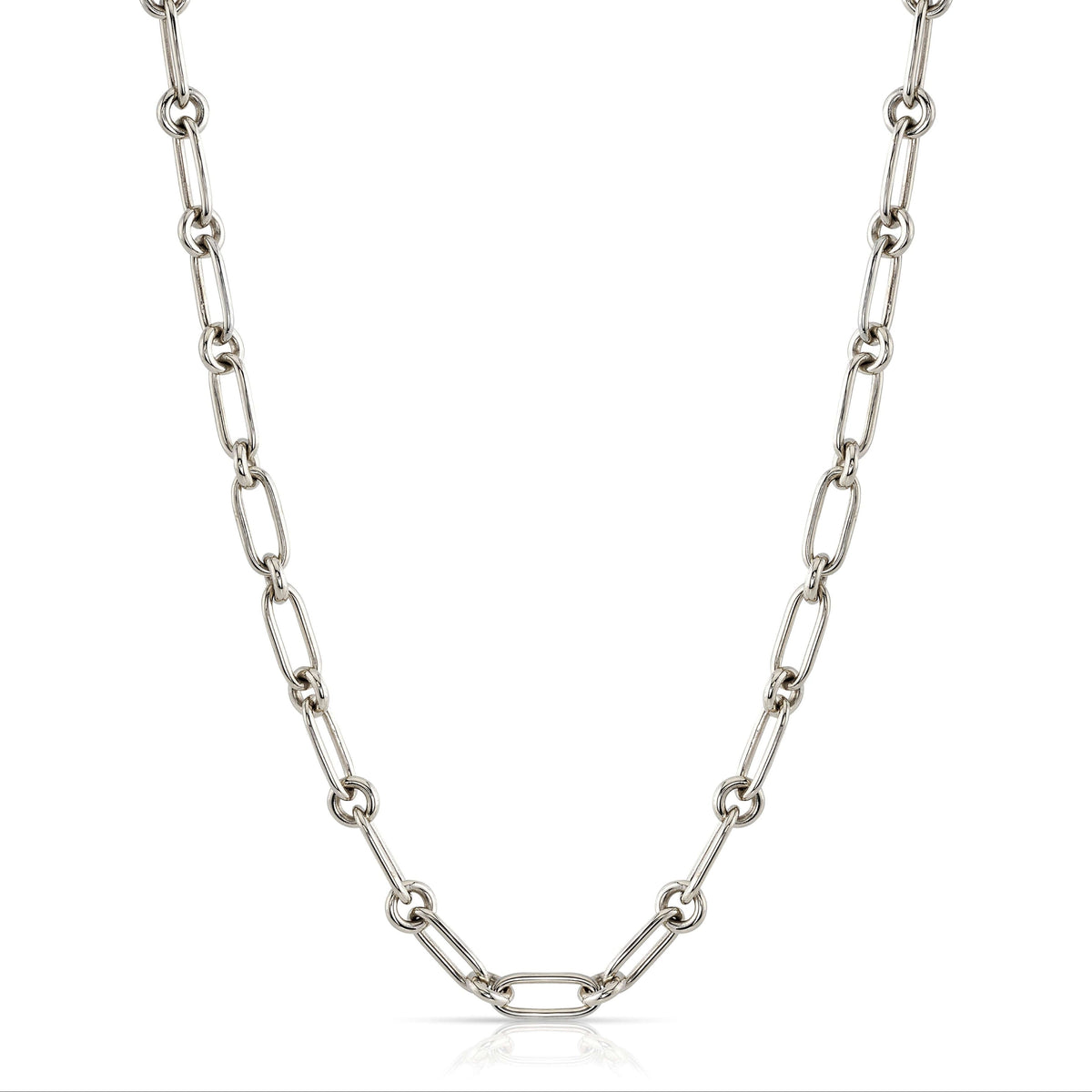 SINGLE STONE LO CHAIN featuring Handcrafted 18K gold long and round link necklace. Available in multiple lengths.