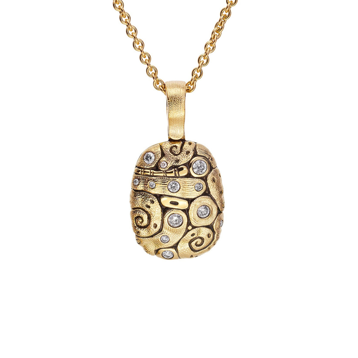 FLORA PENDANT NECKLACE, 18k yellow gold
0.17ctw Brilliant cut diamonds
1.5mm cable link chain
18" in length
Made in New York
, NECKLACES, ALEX SEPKUS