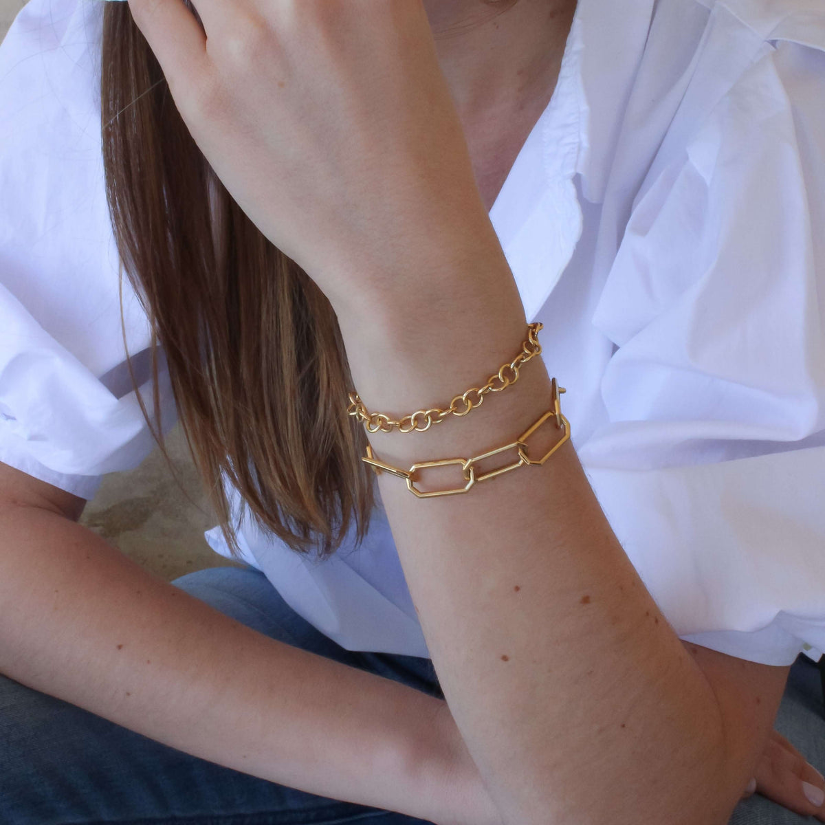 SINGLE STONE MINI CLUB BRACELET featuring Handcrafted 18K yellow gold small link bracelet. Charms sold separately. Bracelet measures 7.5". Please inquire for additional customization.