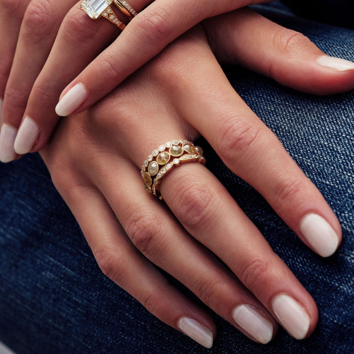 SINGLE STONE SADIE BAND | Approximately 0.50ctw G-H/VS old European cut diamonds set in a handcrafted eternity band. Approximate band with 2.5mm. Please inquire for additional customization.