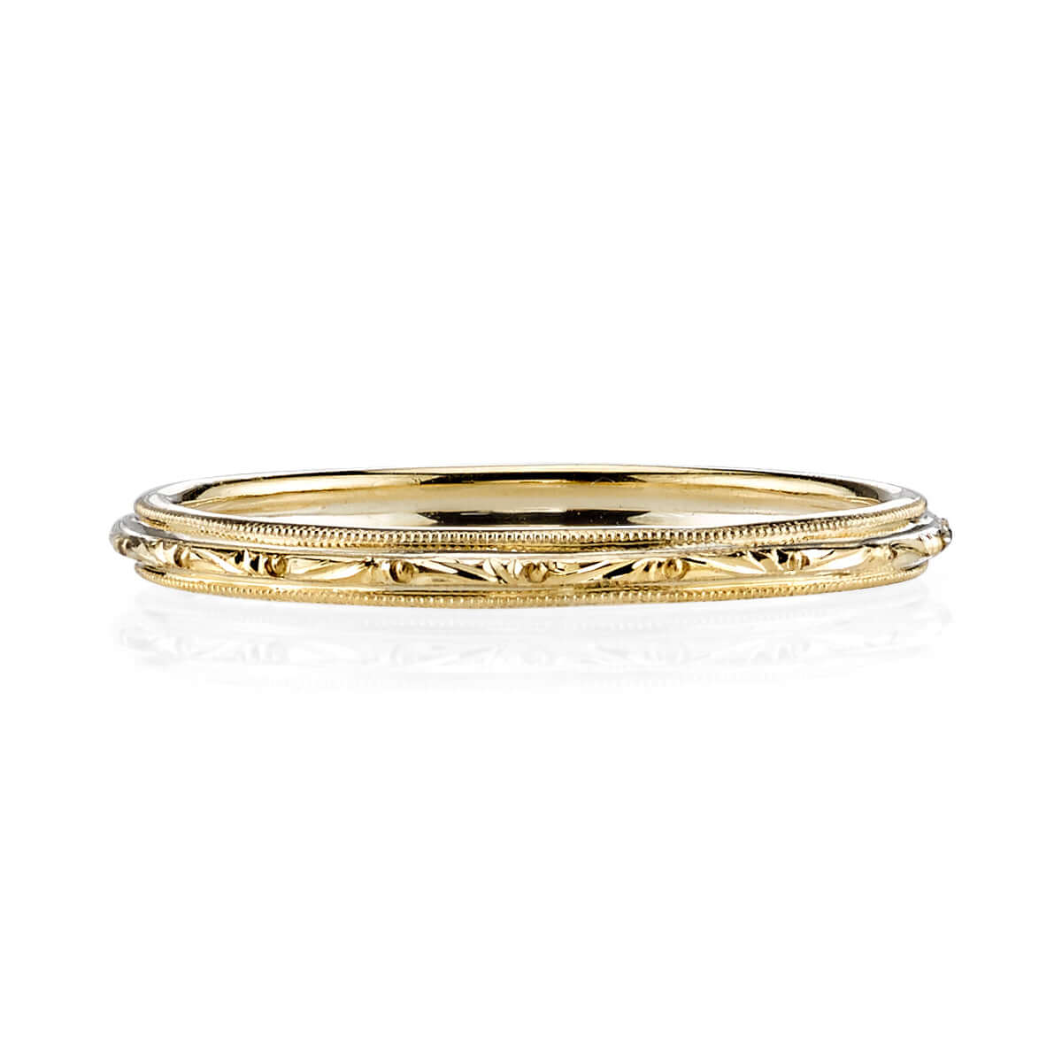SINGLE STONE LUCY BAND | 2mm three wire handcrafted engraved band. Please inquire for additional customization.