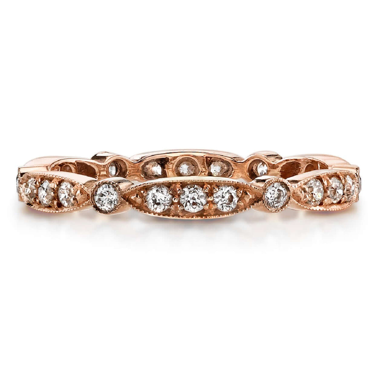 SINGLE STONE SADIE BAND | Approximately 0.50ctw G-H/VS old European cut diamonds set in a handcrafted eternity band. Approximate band with 2.5mm. Please inquire for additional customization.