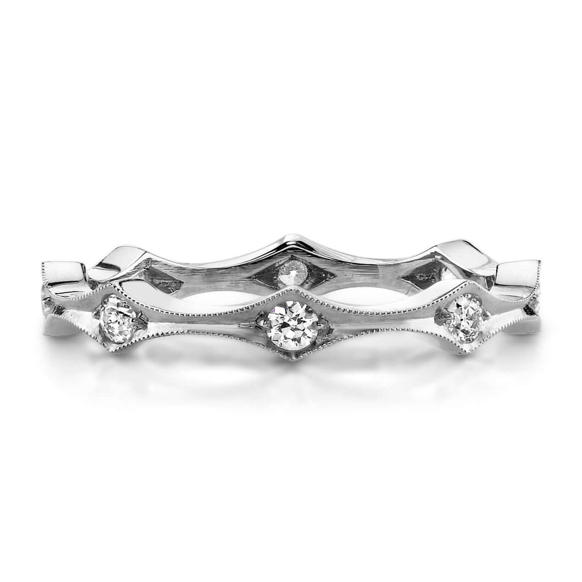 SINGLE STONE DIANA BAND | Approximately 0.50ctw old European cut diamonds set in a handcrafted eternity band. Approximate band width 3mm. Please inquire for additional customization.