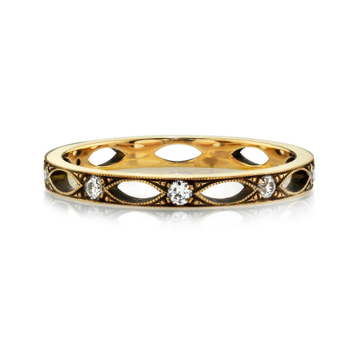 SINGLE STONE ALEXANDER BAND | Approximately 0.20ctw G-H/VS old European cut diamonds set in a handcrafted eternity band. Approximate band width 2.3mm. Please inquire for additional customization.