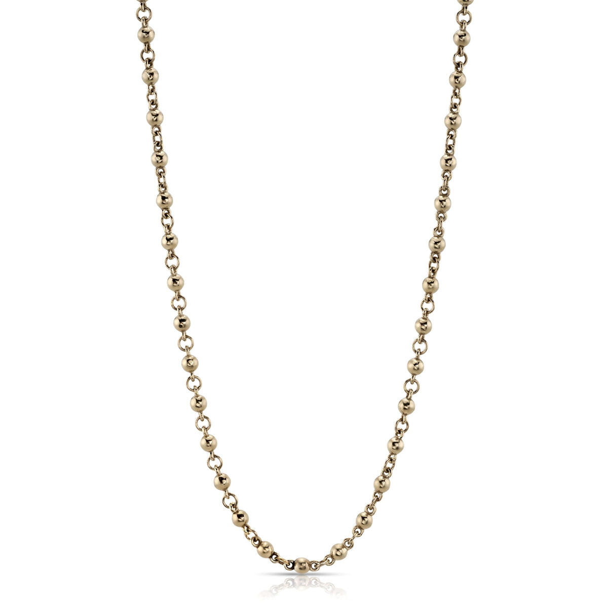 SINGLE STONE ROSARY CHAIN featuring Handcrafted 18K gold round ball chain. Available from 16" to 27". Length shown is 18". Charms sold separately.