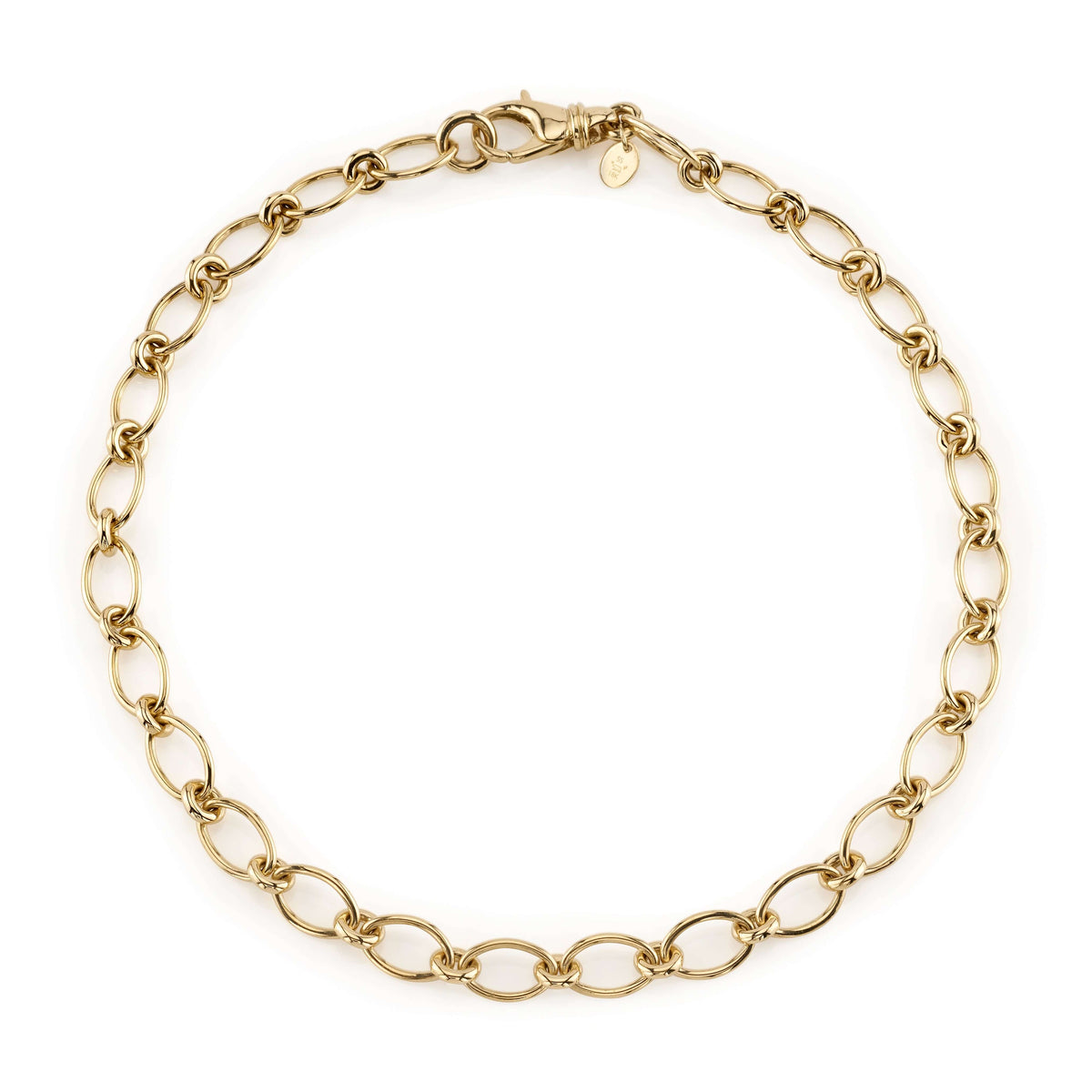 SINGLE STONE CREW NECKLACE featuring Handcrafted 18K yellow gold oval and round link necklace. Charms sold separately.
