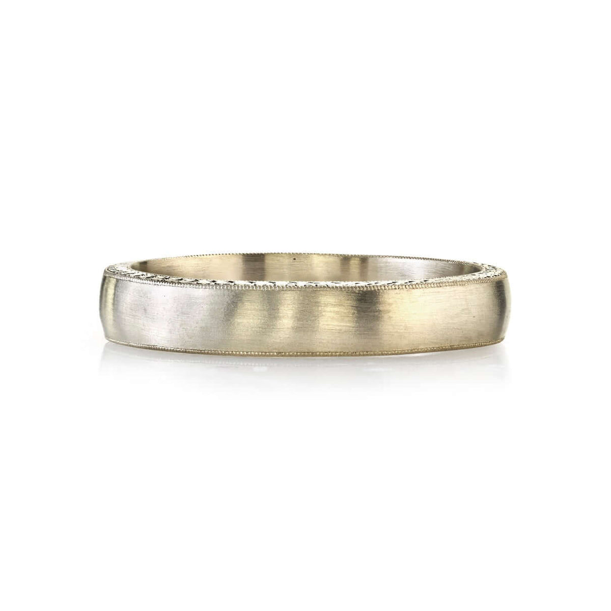 SINGLE STONE JOSEPH ENGRAVED 4MM BAND | 4mm handcrafted satin finished Men's band with engraved sidewalls. Bands available from 4mm to 6mm.