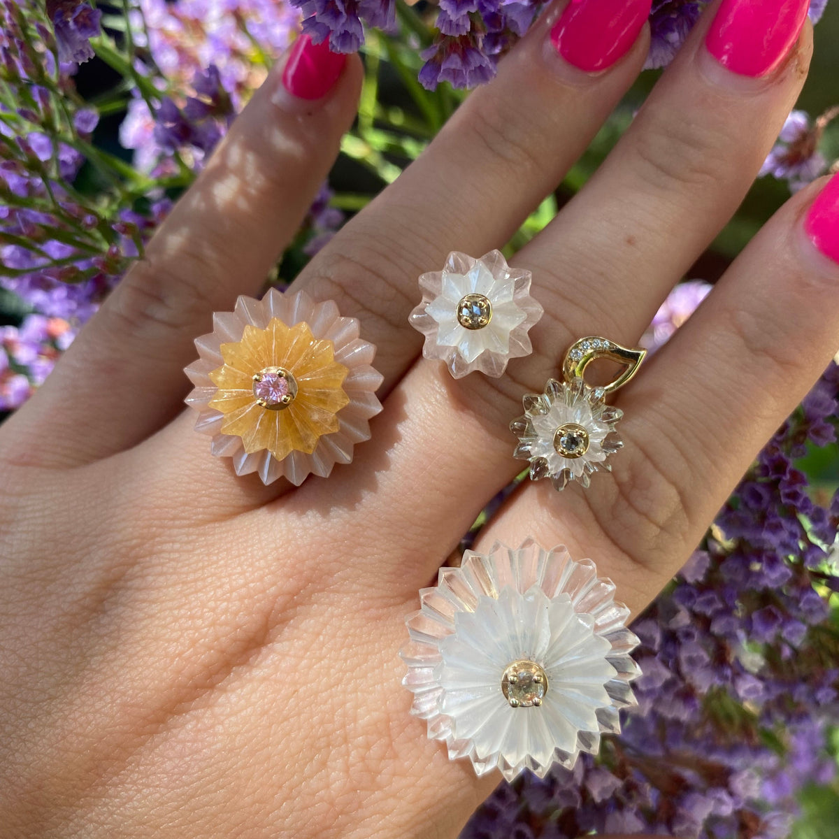 SUMMER SNOW MULTI-STONE RING, 9k yellow gold
, RINGS, Alice Cicolini