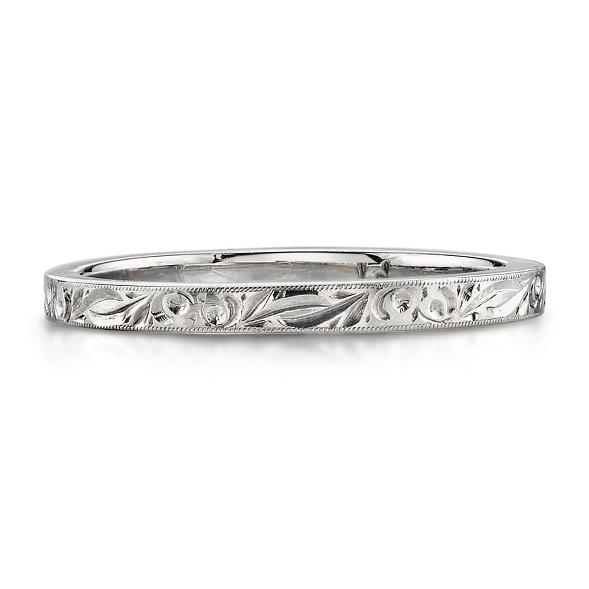 SINGLE STONE LARGE HAZEL BAND | 2mm handcrafted engraved band. Please inquire for additional customization.