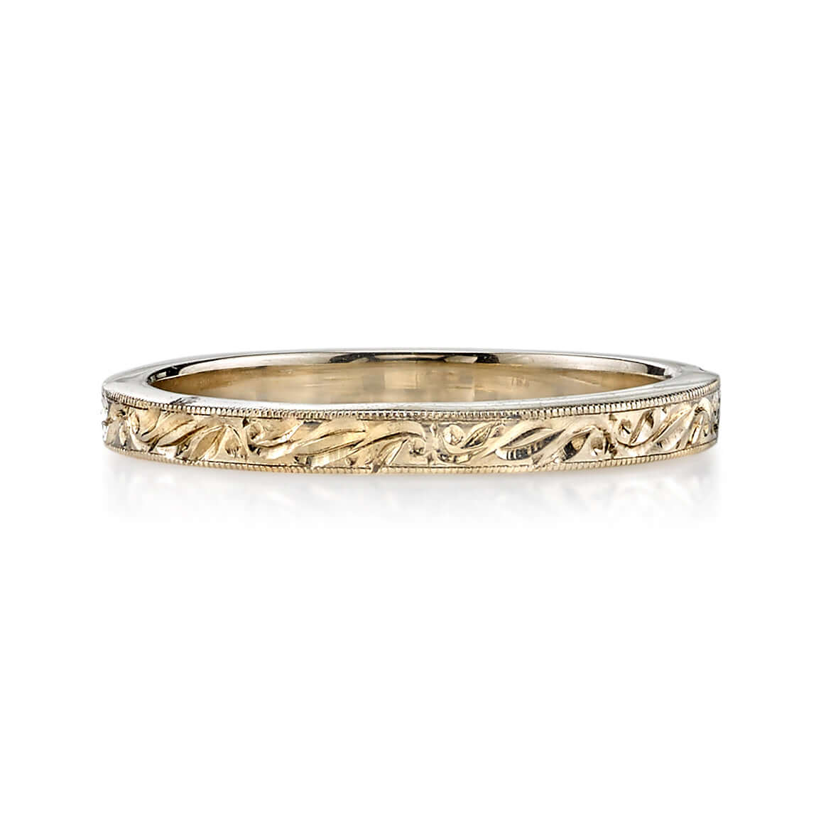 SINGLE STONE LARGE HAZEL BAND | 2mm handcrafted engraved band. Please inquire for additional customization.