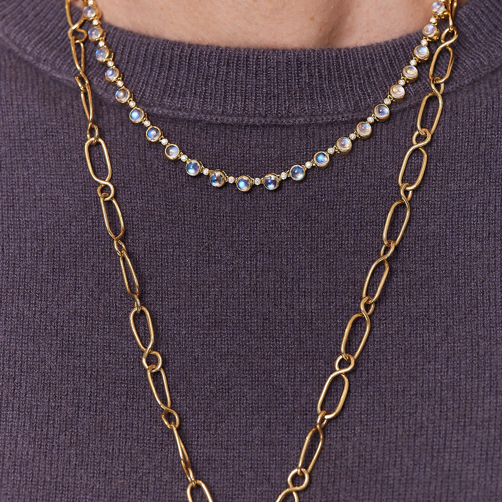 BLUE MOONSTONE LINK NECKLACE, 18k yellow gold
16.20tw royal blue moonstone
0.88tw diamonds
, Necklace, Temple St. Clair
