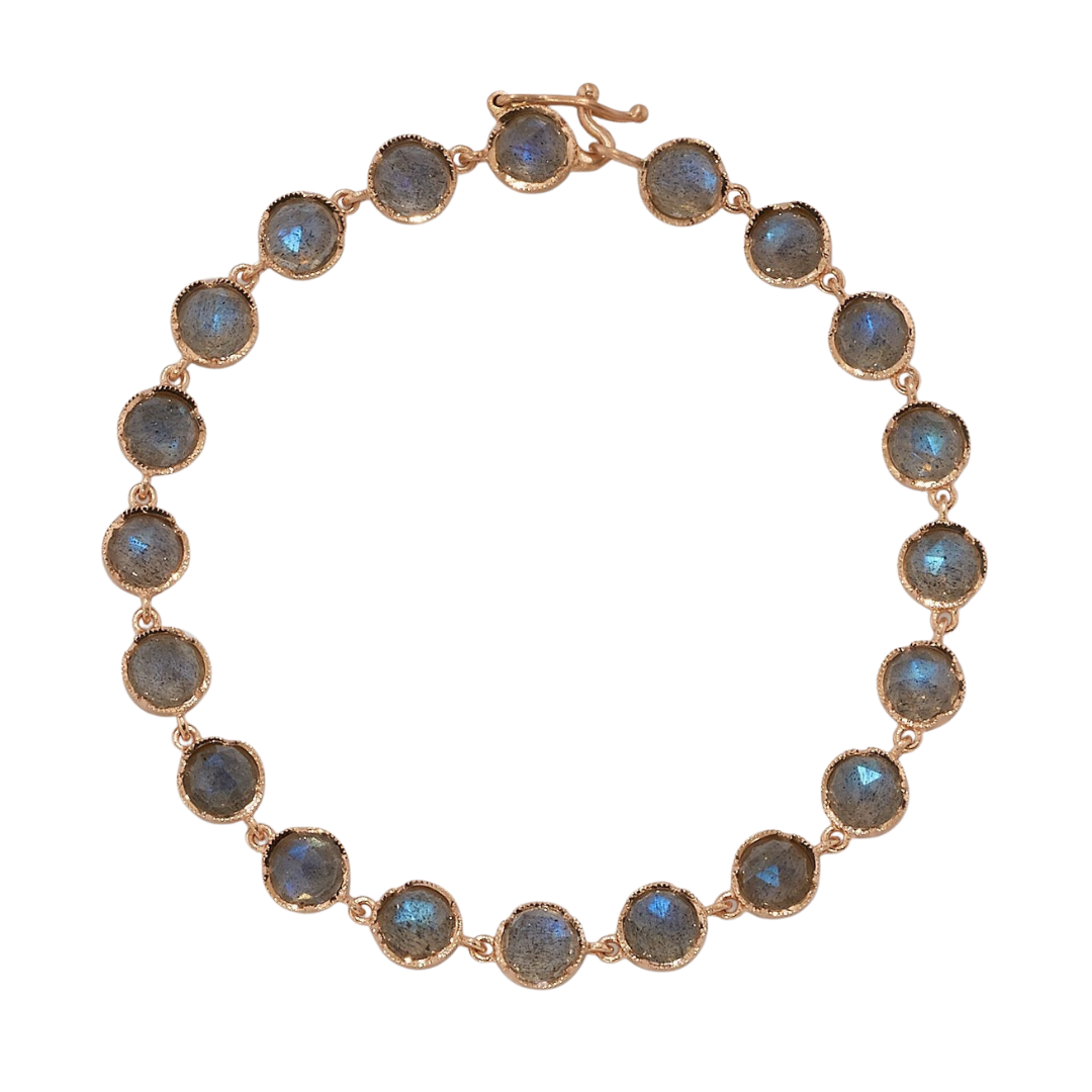 LABRADORITE BRACELETS, 18k rose gold
5mm labradorite
Made in Los Angeles
, BRACELETS, Irene Neuwirth
