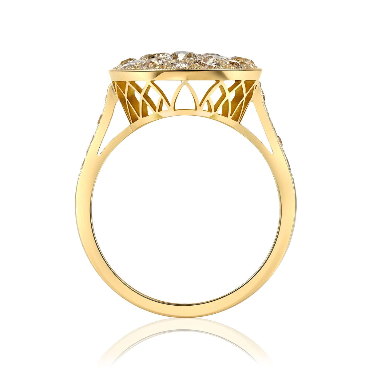 SINGLE STONE SMALL OVAL COBBLESTONE RING RING featuring Approximately 2.20ctw various old cut and round brilliant cut diamonds set in a handcrafted 18K yellow gold mounting. Available in a polished or oxidized finish. Prices may vary according to total di