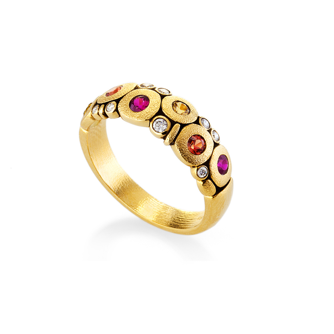 FIRE CANDY BAND, 18k yellow gold
0.50tw fancy colored sapphires, Band, Alex Sepkus