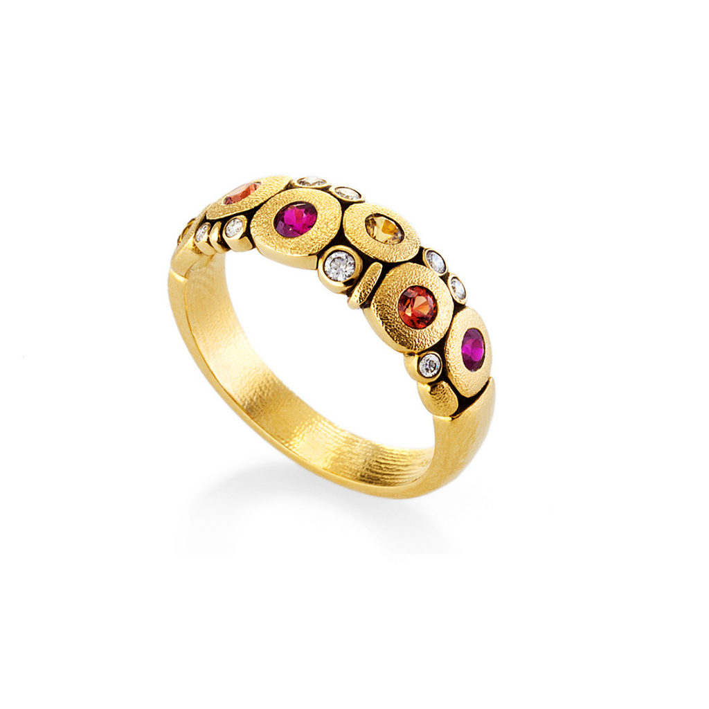 FIRE CANDY BAND, 18k yellow gold 
0.50tw fancy colored sapphires, Band, Alex Sepkus