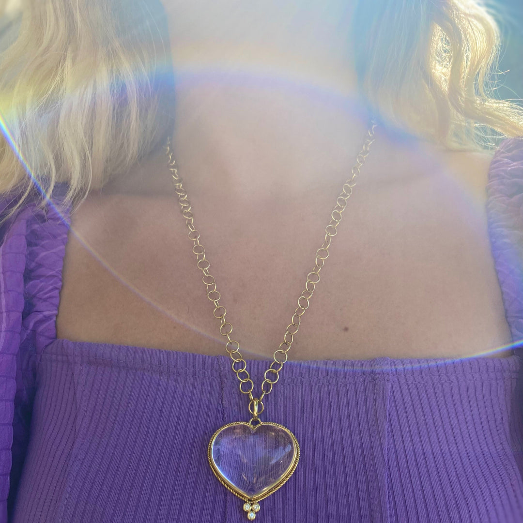 ROCK CRYSTAL HEART PENDANT, 18k yellow gold
Rock crystal quartz
Diamond granulation
, Pendant, Temple St. Clair