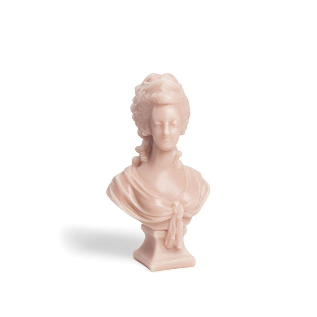 MARIE ANTOINETTE, This object is an idealized portrait of the queen instead of the evocation of a sovereign at the height of her power. The head is slightly turned to the right; the shoulders are covered with a swath of fabric for a natural effect; she is wearing a crown decorated with a fleur-delis and a row of pearls. As one of the most famous and controversial women in French History, Marie-Antoinette was the object of many artistic representations. 
Dimensions: 22 cm 
, Candle, Trudon