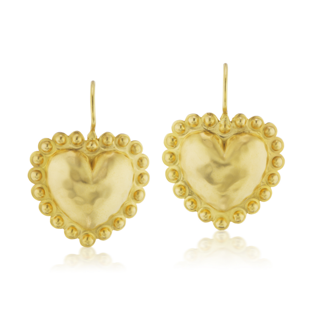 MEDIUM CIRCLE HEART EARRINGS ON WIRE, 18k yellow gold 
Made in Greece 
, EARRINGS, Christina Alexiou