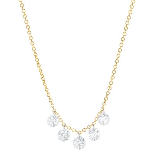 FIVE DIAMOND NECKLACE, 18k yellow gold 
1.25ctw diamond 
18 inches in length with adjustable clasp 
Made in New York 
Final sale  
, Necklace, ARESA NEW YORK