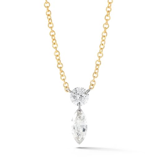 DIAMOND DUET NECKLACE, 18k yellow gold 
0.52ctw diamond 
18 inches in length with adjustable clasp 
Made in New York 
Final sale  
, Necklace, ARESA NEW YORK