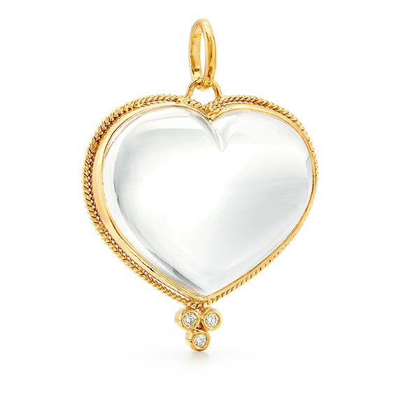 ROCK CRYSTAL HEART PENDANT, 18k yellow gold
Rock crystal quartz
Diamond granulation
, Pendant, Temple St. Clair