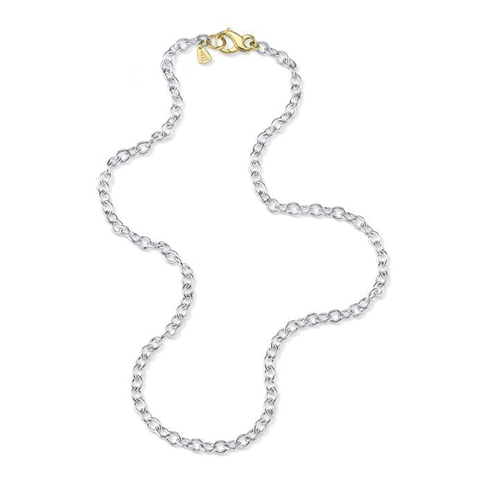 TAYLOR CHAIN WITH GOLD CLASP, .925 sterling silver 18k yellow gold 
Smooth oval link chain  
Made in Los Angeles 
, Necklace, ANABEL HIGGINS JEWELRY