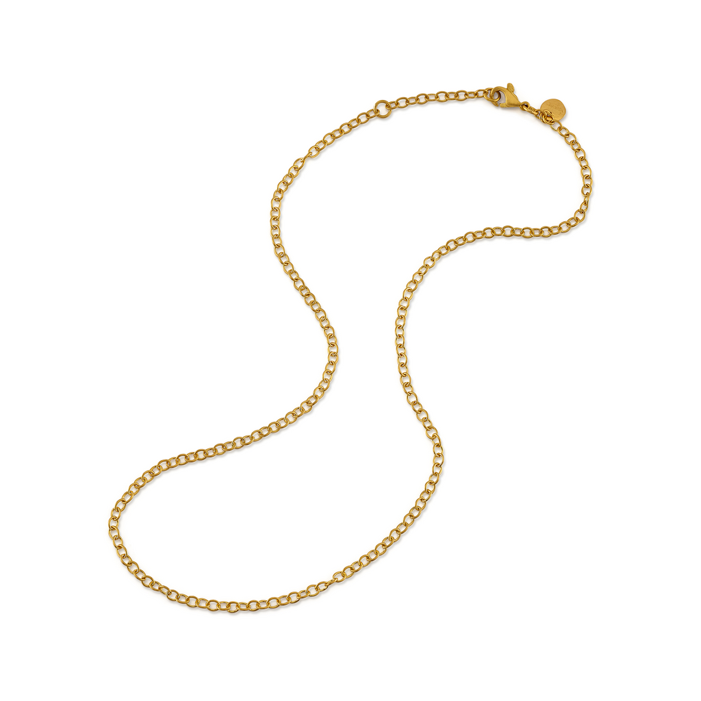 SMALL ROUND LINK CHAIN, 22k yellow gold   
17 inches in length   
Hand-forged round links 
Made in New York 
, Necklace, Stephanie Albertson