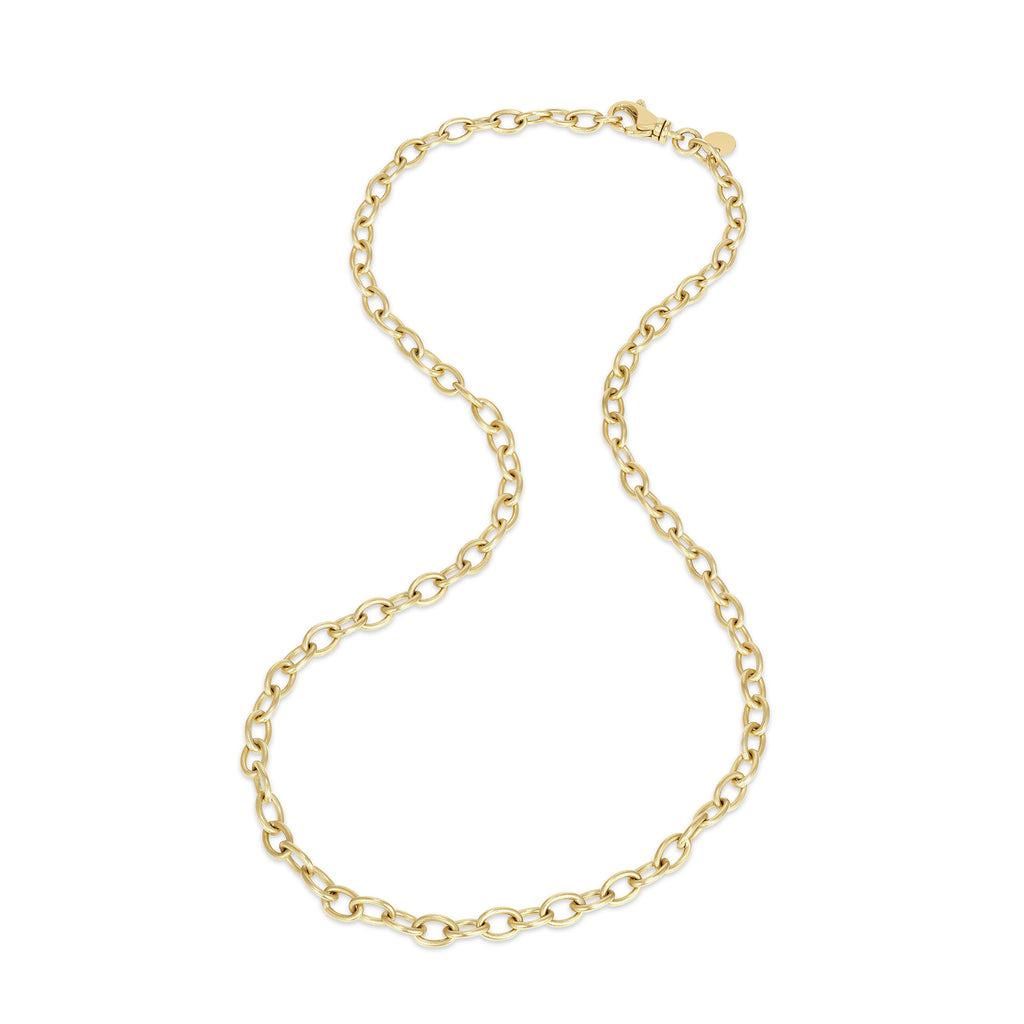 MIDI OVAL LINK CHAIN, 22k yellow gold   
22 inches in length   
Hand-forged oval links 
Made in New York 
, Necklace, Stephanie Albertson