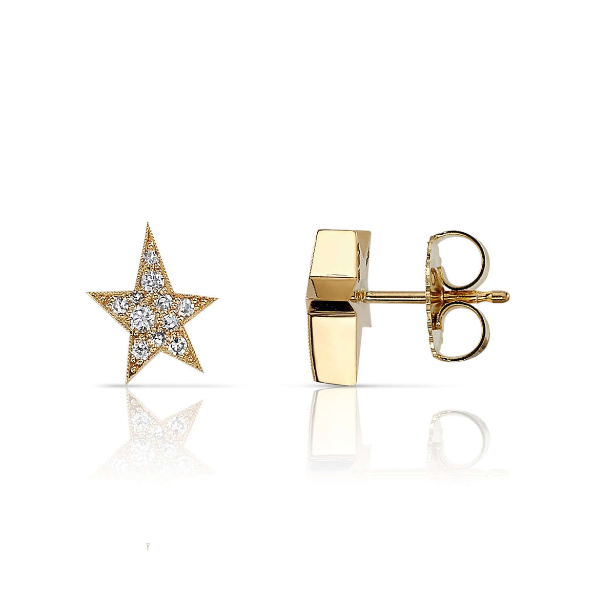 SINGLE STONE MINI COBBLESTONE KINSLEY STUDS | Earrings featuring Approximately 0.15ctw various old cut and round brilliant cut diamonds set in handcrafted 18K yellow gold stud earrings. Studs measure 7mm x 8mm. *Cobblestone pattern may vary by pair.