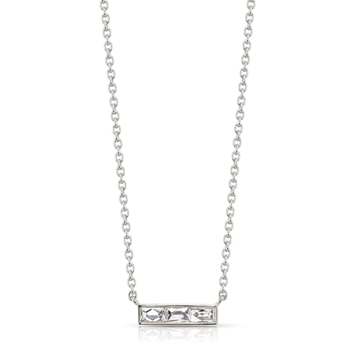 SINGLE STONE MONET NECKLACE featuring Approximately 0.40ctw G-H/VS French cut diamonds set in a handcrafted bar pendant. Necklace measures 17".