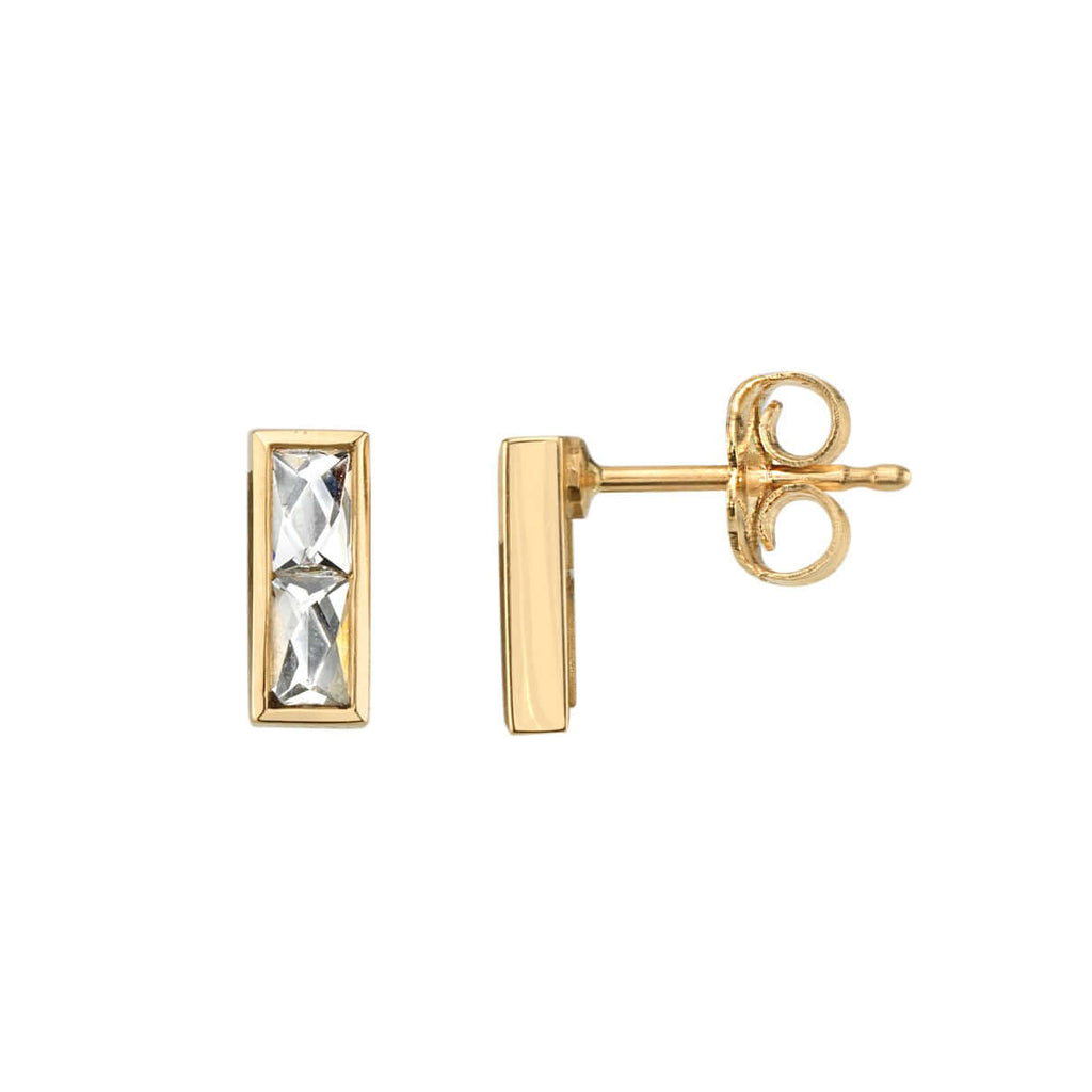 SINGLE STONE MONET STUDS | Earrings featuring Approximately 0.50ctw GH/VS French cut diamonds set in handcrafted bar stud earrings.