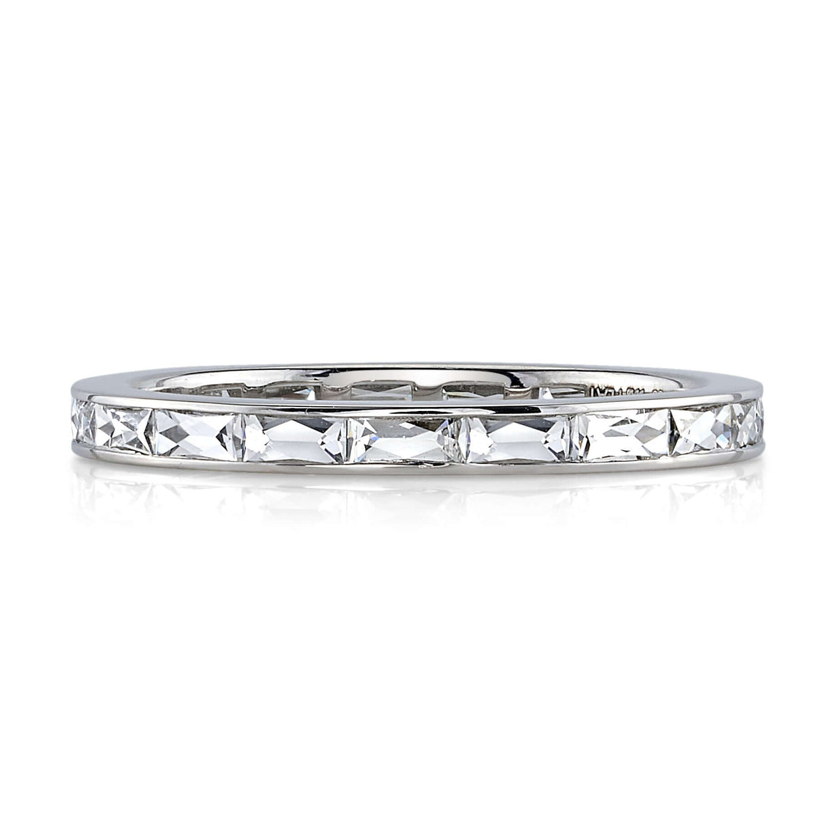 SINGLE STONE EMMA BAND | Approximately 0.90ctw G-H/VS French cut diamonds channel set in a handcrafted eternity band. Approximate band width 2mm. Please inquire for additional customization.