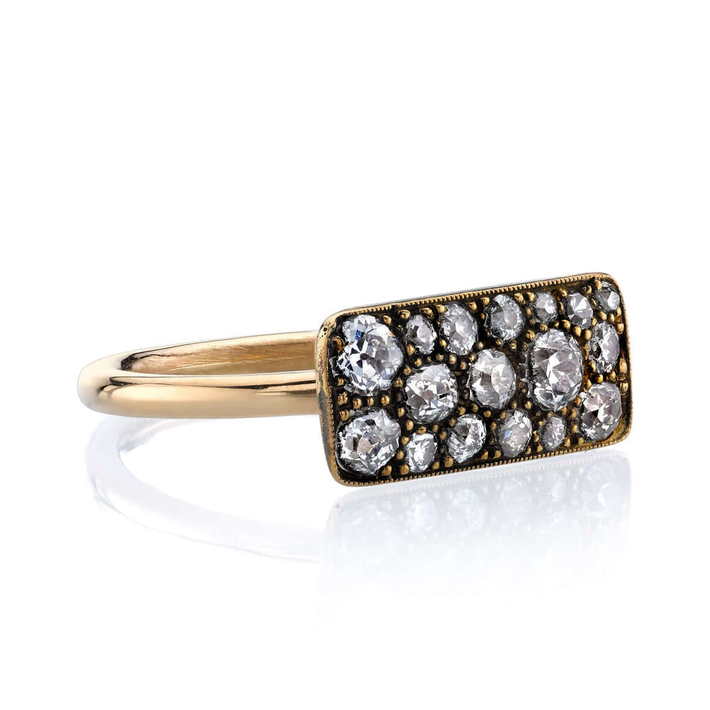 SINGLE STONE MILO COBBLESTONE RING RING featuring 0.95ctw various old cut and round brilliant cut diamonds set in a handcrafted 18K yellow gold mounting. Price may vary according to total diamond weight. *Cobblestone pattern may vary from piece to piece