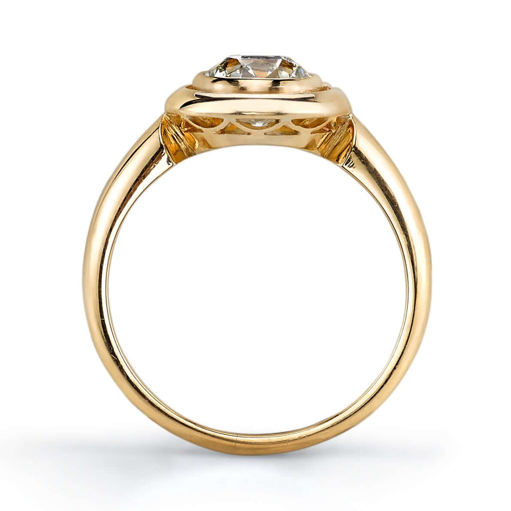SINGLE STONE LUCA RING featuring 1.02ct I/VS2 EGL certified old European cut diamond set in a handcrafted 18K yellow gold mounting.