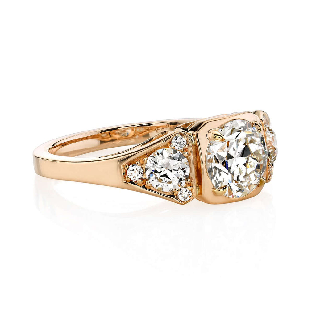 SINGLE STONE RHEA RING featuring 1.05ct G/SI1 GIA certified old European cut diamond with 1.62ctw old European cut accent diamonds set in a handcrafted 18K rose gold mounting.
