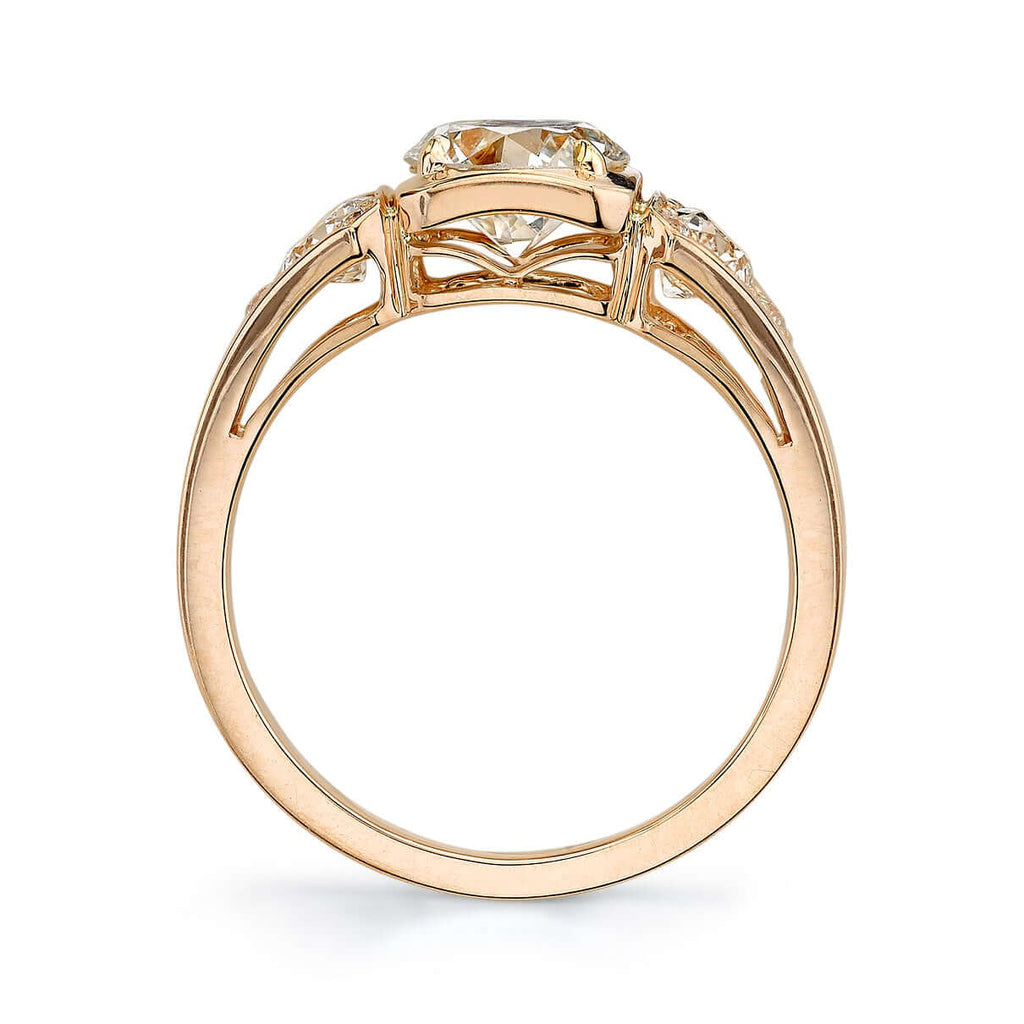 SINGLE STONE RHEA RING featuring 1.05ct G/SI1 GIA certified old European cut diamond with 1.62ctw old European cut accent diamonds set in a handcrafted 18K rose gold mounting.