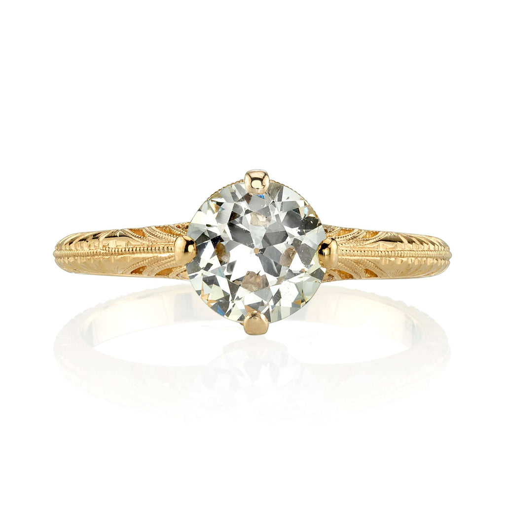 SINGLE STONE ADELE RING featuring 1.07ct L/SI1 GIA certified old European cut diamond with 0.02ctw old European cut accent diamonds set in a handcrafted 18K yellow gold mounting. Stone Certificate 1.07ct L/SI1
